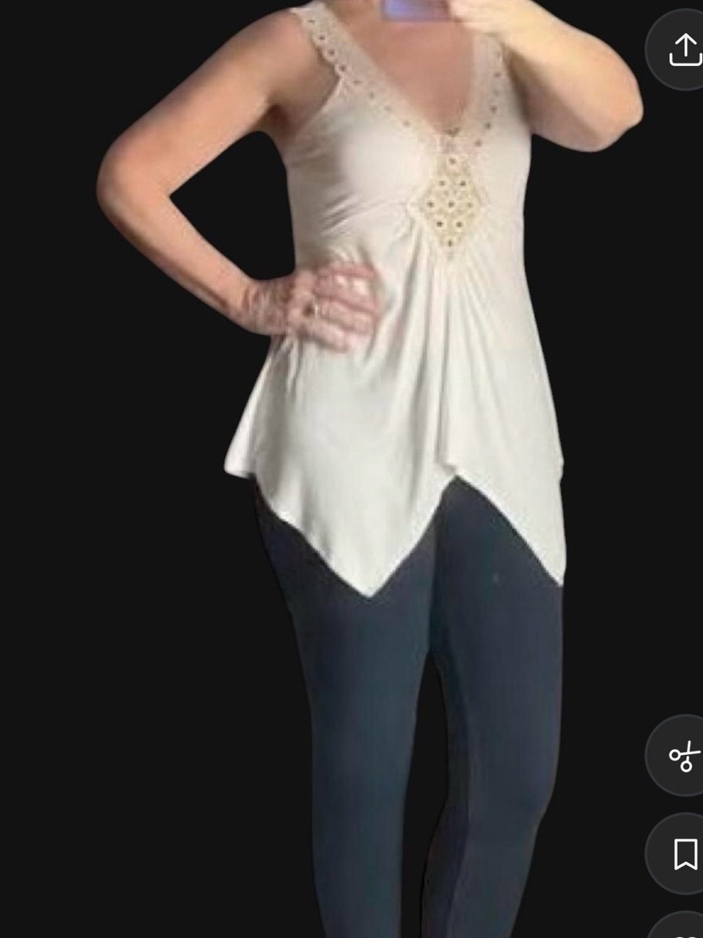 VENUS White Boho Crochet Beaded Handkerchief Tank